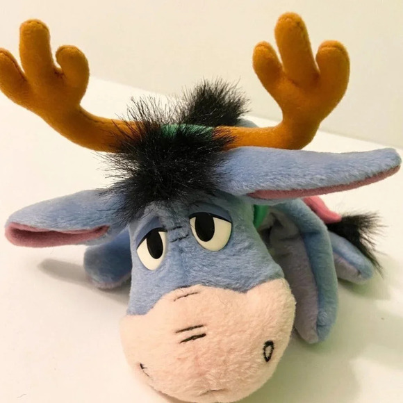 Disney Christmas Eeyore Fisher Price Star Bean Bag Plush Stuffed Toy Reindeer - Picture 10 of 10